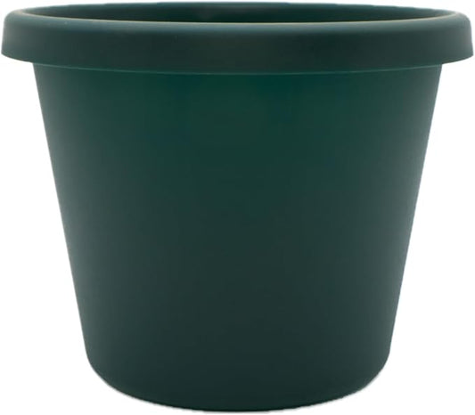 The HC Companies Prima Round Plastic Plant Pot w/Rolled Rim - Lightweight & UV Resistant Flower Pot for Herbs & More - Outdoor & Indoor Plant Pots w/Drainage (8 inch, Evergreen, Pack of 1)