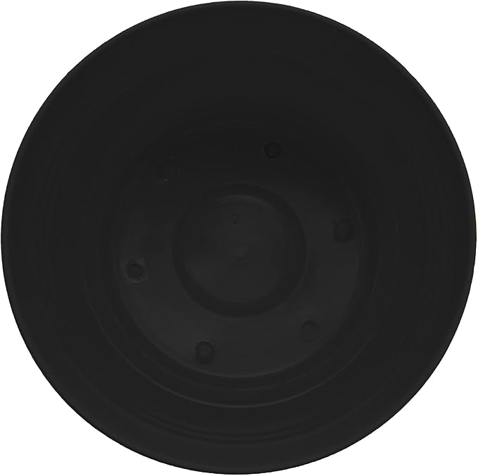 Bloem Saturn 5" Black Round Resin Planter Pot with Snap-in Saucer for Indoor and Outdoor Gardening, 4-Pack