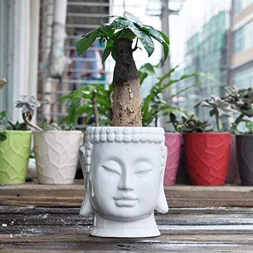 FIRSTONE Buddha Head Planter Ceramic Flower Pot Planters for Home Garden Ofiice Desk Decor