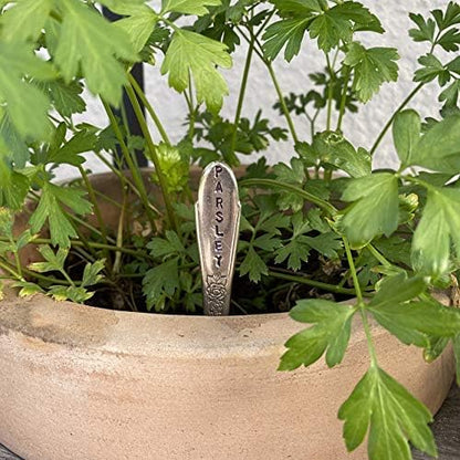 Herb Markers Set of 6 GARDEN stakes Made From Vintage Spoon Handles Oregano, Basil, Parsley, Rosemary, Thyme, Dill. Garden Markers Herb Labels