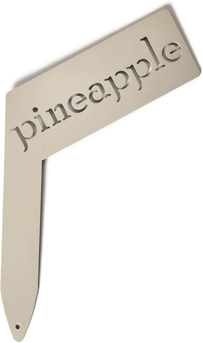 Planter Size Small Metal Garden Plant Vegetable Flower or Herb Markers 13.5 Inches Tall (pineapple, Cream)