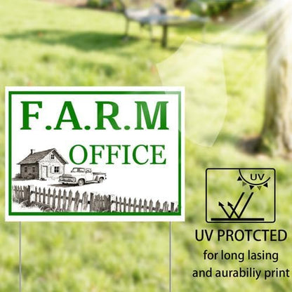 Farm Office Yard Sign With Stake Stand Plastic Signage Double Sided Sign Funny Garden Decor 9 x 12 Inches Sturdy Rust Free Weatherproof Outdoor Use