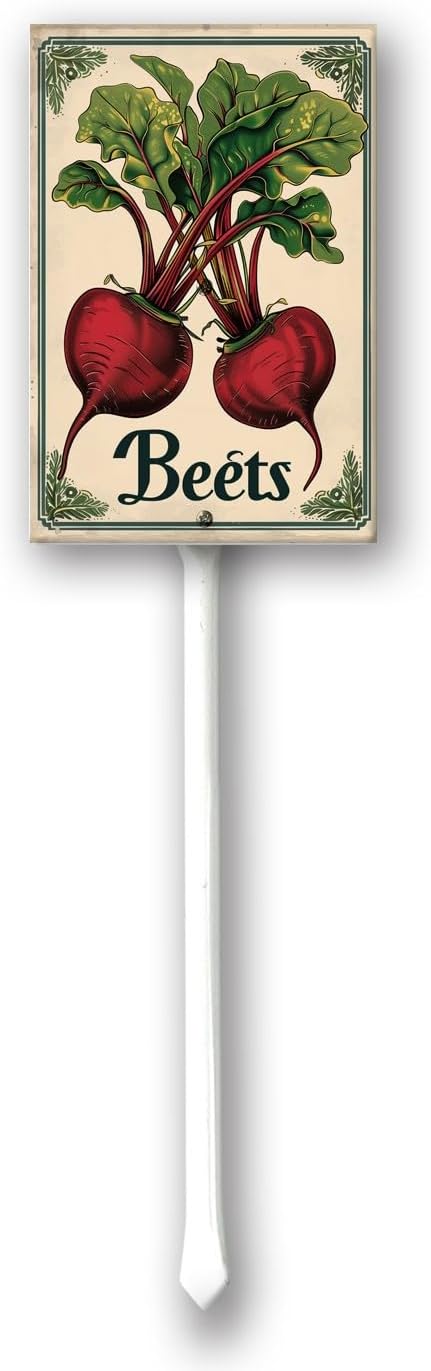 Uptell Vegetable Garden Beets Yard Sign Label With Stake Plant Markers For Outdoor Plants Waterproof 8x12inch Nursery Garden Outdoor Sign