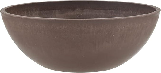 PSW Pot Collection M25C 10-inch Plastic/Stone/Wood Composite Low Bowl Planter – No Drainage Hole (Drillable), Shallow Indoor/Outer Pot for Succulents, Bonsai, Fairy Gardens, Herbs, Chocolate