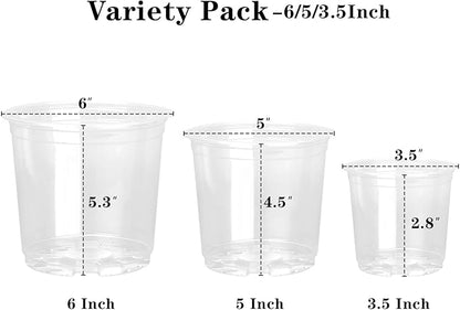 21 Pack 3.5/5/6 Inch Clear Nursery Pots for Plants, Clear Plant Pots with Drainage Holes, Flexible Plastic Plant Pots, Seedling Planter Seed Starter Pots(3.5+5+6 Inch)