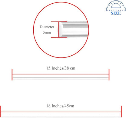 HAHIYO 15 and 18Inches 20Pcs Total (10Pcs Each) Clear Acrylic Plant Stakes Garden Stakes Plastic Rod Plant Support Stakes Floral Sticks for Orchid Tomato Vegetables Potted Indoor Outdoor Gardening
