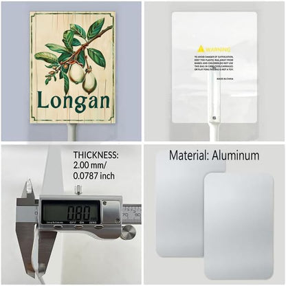 Uptell Vintage Aluminum Longan Fruit Signs Yard Sign with Stake for Garden Fruit Garden Label Stakes Plant Markers for Outdoor Plants Waterproof 7x8.8 inch