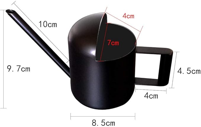 Watering Cans, 10oz/300ml Stainless Steel Long Spout Small Watering Sprinkling Pot, Indoor Outdoor Garden Flower Succulents Plant Watering Cans, Stylish Gardening Decoration(Black)
