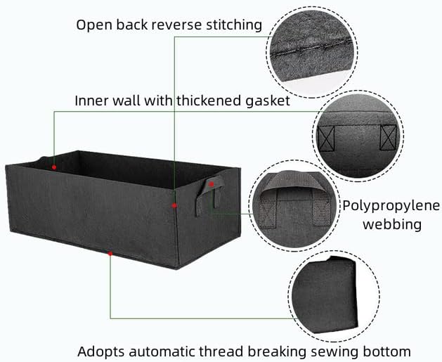 AA004-5 2-Pack Plant Grow Bag with Handles，Non-Woven Fabric Raised Garden Bed Long Breathable Planting Container Potato Tomato Planter Pots for Vegetables, 19.6”×11.8”×7.8”