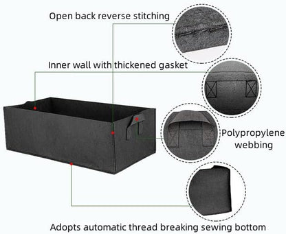 AA004-5 2-Pack Plant Grow Bag with Handles，Non-Woven Fabric Raised Garden Bed Long Breathable Planting Container Potato Tomato Planter Pots for Vegetables, 19.6”×11.8”×7.8”