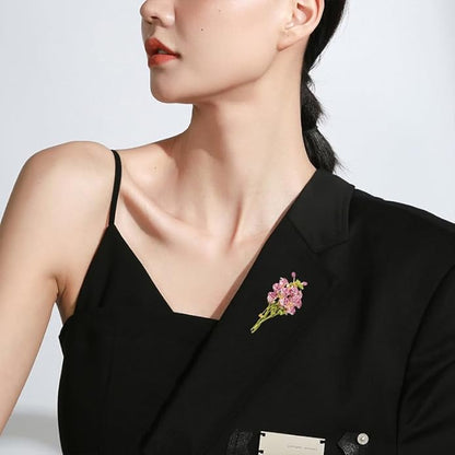 Pink Rose Bouquet Brooch for Women Girls Fashion Flower Lapel Pin for Party Prom Elegant Accessories Enamel Leaf Breastpin Decorative Floral Dress Suit Hat Bag Wedding Valentine Mother's Day Christmas
