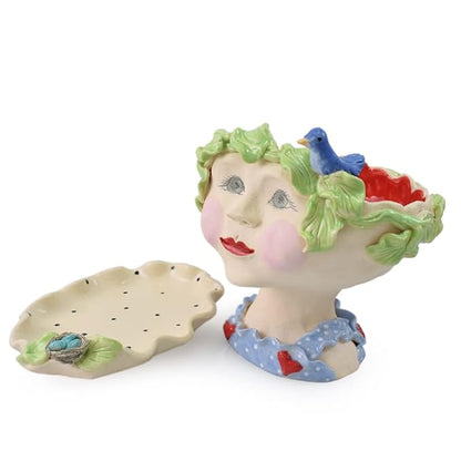 Modern Artisans Victorian Lovelies Sculpted Indoor Head Planter: Fetching Flora Version, 7.5", Handmade in The USA
