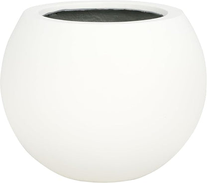 SAFAVIEH Outdoor Patio Furniture Gerand White Concrete Ficonstone Round Planter Pot (Fully Assembled)