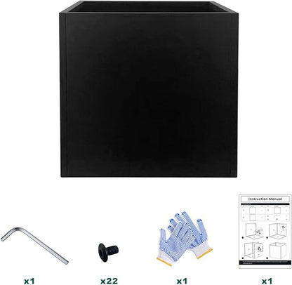 Galvanized Steel Black Planter Box Square 28 in Metal Large Planter Box Outdoor Indoor Huge Cube Heavy Duty Flower Pot Modern Commercial Residential for Patio, Yard, Garden