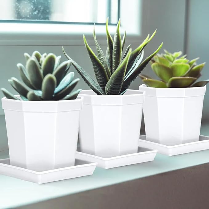 5 Pack Square Plant Saucer 14 Inch, Durable Plastic Plant Trays Plant Pot Saucers, Square Planters for Indoors and Outdoors Plants，Large Plant Saucers for Pots.