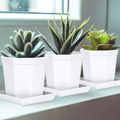 4 Pack Square Plant Saucer 18 Inch, Durable Plastic Plant Saucer, Heavy Duty Plant Pot Saucers, Planters for Indoors and Outdoors Plants，Large Deep Plant Trays for Pots,