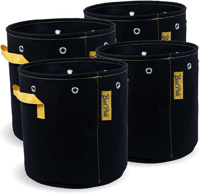 BudPots for Optimal Plant Growth | 5Ga Fabric Pots (18.9L) | 4-Pack | Metal Reinforced Rim - Sturdy & Never Collapses | Promotes Dense & Healthy Roots | Low Stress Training | Reusable