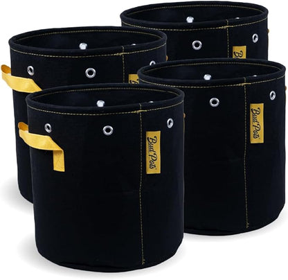 BudPots for Optimal Plant Growth | 5Ga Fabric Pots (18.9L) | 4-Pack | Metal Reinforced Rim - Sturdy & Never Collapses | Promotes Dense & Healthy Roots | Low Stress Training | Reusable