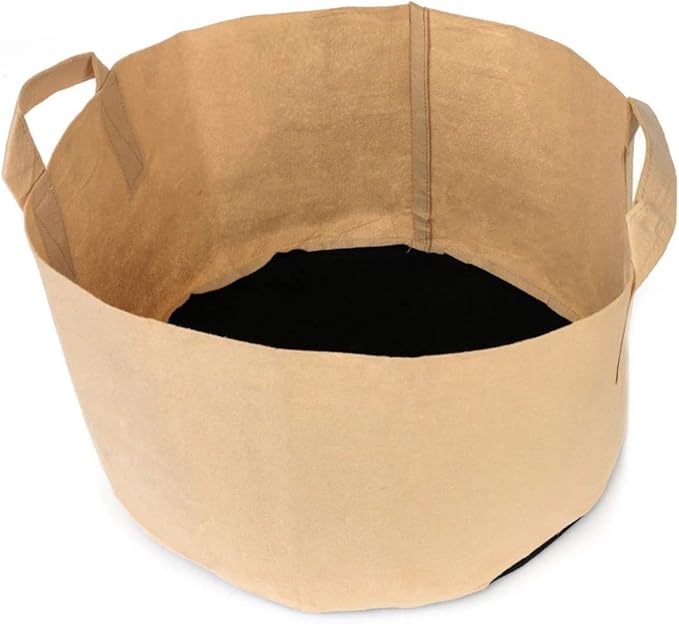 247Garden 2-Pack 200-Gallon Aeration Plant Grow Bag/Fabric Pot/Raised Garden Bed w/Handles (300GSM, Tan w/Black Base, 24H x 50D)