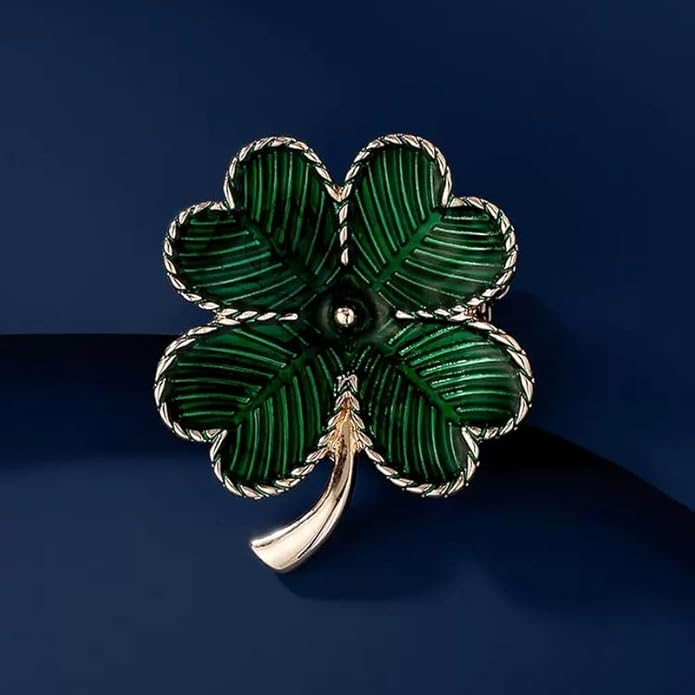 St.Patrick's Day Brooches for Women Dainty Crystal Four Leaf Lapel Pin Shamrock Hat Brooch Pins Irish Enamel Brooches Irish Holiday Costume Accessory Jewelry