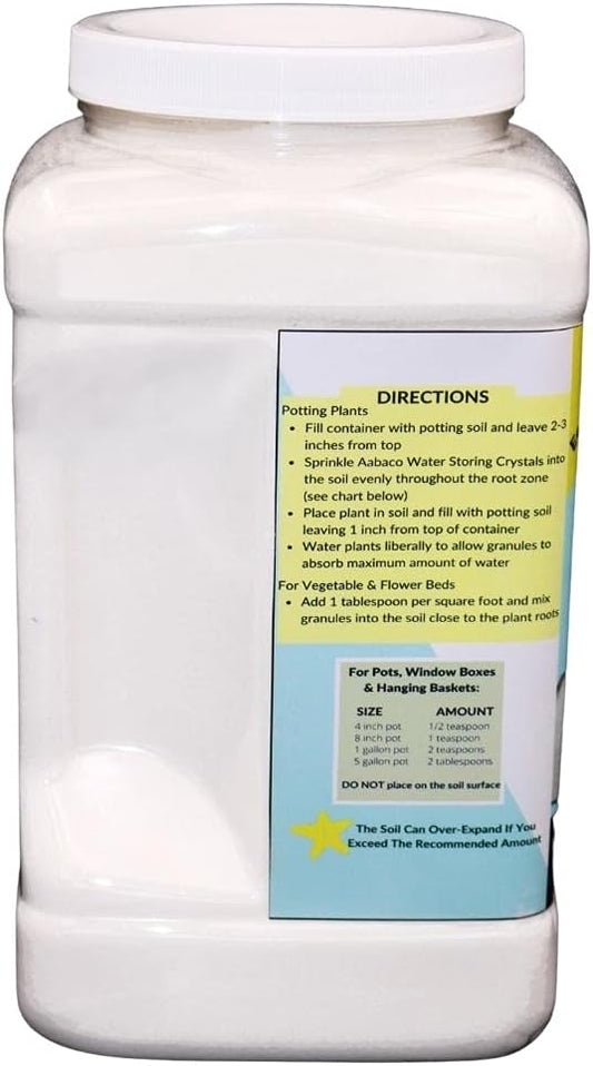 AABACO Water Storing Crystals - for Indoor & Outdoor Plants - Mix Crystals with Soil to Reduce The Amount of Watering Needed - Protect Against Heat - Watch Your Garden & Plant Grow (5LB)