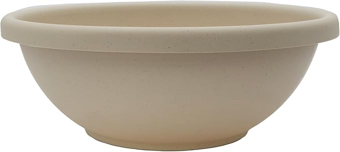 The HC Companies Shallow Planter with Drainage - Contemporary Garden Bowl Planter for Flowers, Herbs & More - Round Succulent Planter Pot for Indoors and Outdoors (15.5" Cottage Stone, Pack of 1)