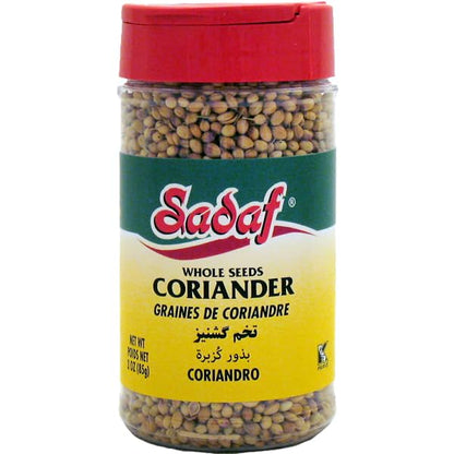 Sadaf Coriander Seeds Whole - Coriander Seeds Whole for Cooking and Food Flavoring - Mediterranean Cuisine - Semilla de Cilantro - Kosher - 3 oz Pet Bottle with Shaker Top