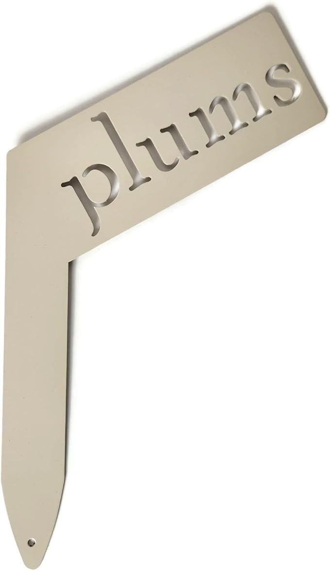 Planter Size Small Metal Garden Plant Vegetable Flower or Herb Markers 13.5 Inches Tall (plums, Cream)