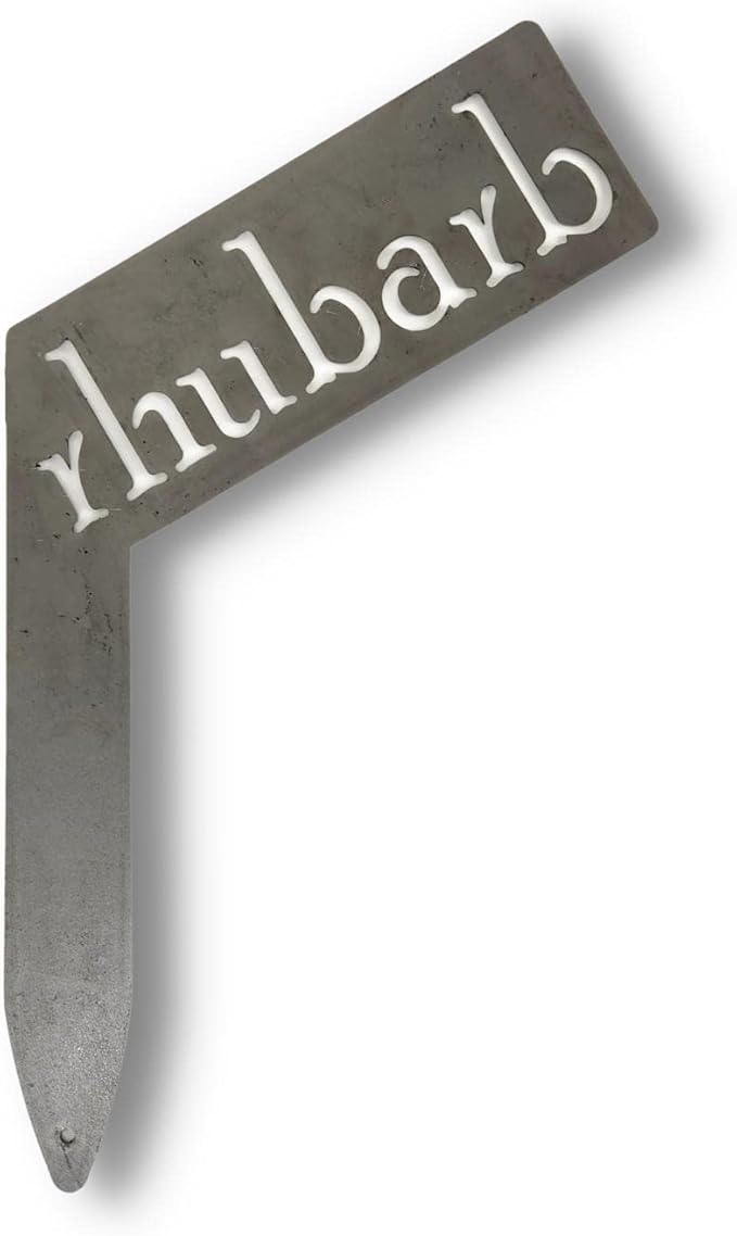 Planter Size Small Metal Garden Plant Vegetable Flower or Herb Markers 13.5 Inches Tall (rhubarb, Raw, Unfinished Steel)