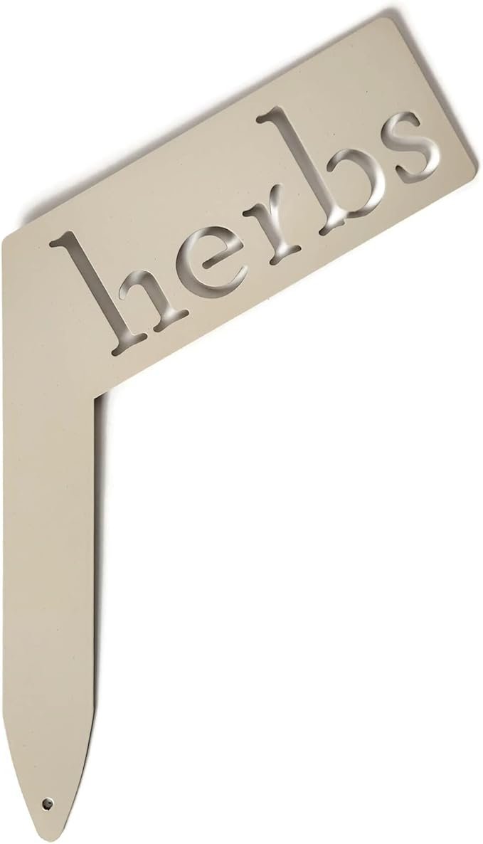 Planter Size Small Metal Garden Plant Vegetable Flower or Herb Markers 13.5 Inches Tall (herbs, Cream)