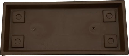 The HC Companies Venetian Rectangular Plant Tray - Lightweight Plastic Plant Saucers - Plant Drip Trays for Indoor & Outdoor Use (29.5”, Chocolate, Pack of 1)