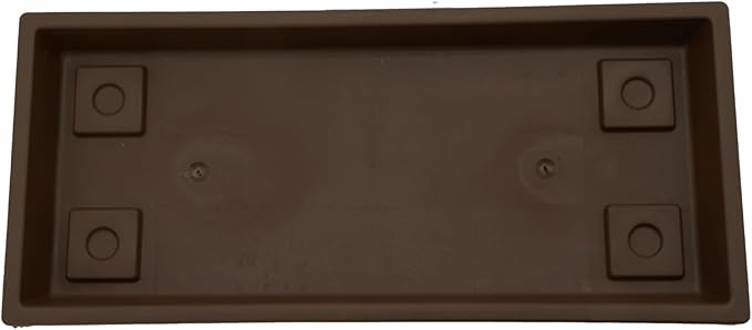The HC Companies Venetian Rectangular Plant Tray - Lightweight Plastic Plant Saucer - Plant Drip Trays for Drainage -UV Resistant Pot Saucer for Indoor & Outdoor Use (17.5" Chocolate, Pack of 1)