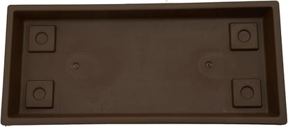 The HC Companies Venetian Rectangular Plant Tray - Lightweight Plastic Plant Saucer - Plant Drip Trays for Drainage -UV Resistant Pot Saucer for Indoor & Outdoor Use (17.5" Chocolate, Pack of 1)