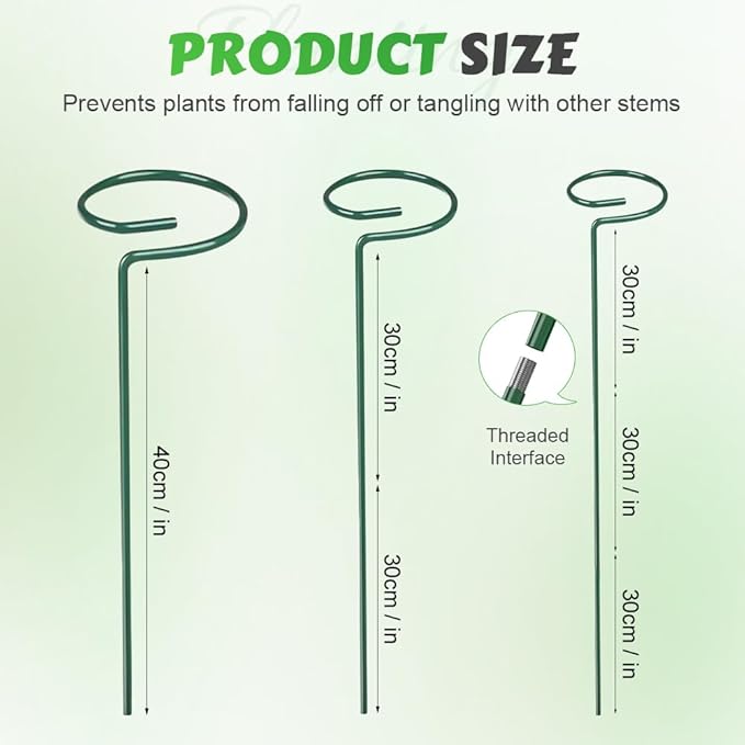 4/8/12 Pack Plant Stakes, 16/24/36 Inch Plant Support Stakes, 2025 New Plant Sticks Support, Flower Stakes for Plants Peony, Tomato Seedling, Marigold, Amaryllis, Sapling, Coreopsis (16 Inch-8 Pack)