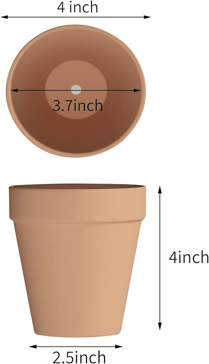 Fcacti 4 Inch Terra Cotta Pots with Drainage - 10 Pack Small Terracotta Pots for Tiny Cactus Herb lithop, Clay Flower Pots, Great for Plants, Crafts, Wedding Favor
