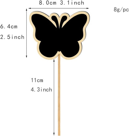 ARTIBETTER Mini Chalkboard Toppers 20 Pcs Butterfly Garden Plant Labels Creative Message Board Signs for Wedding Party Floral Decorations 6.85X3.14 Inches
