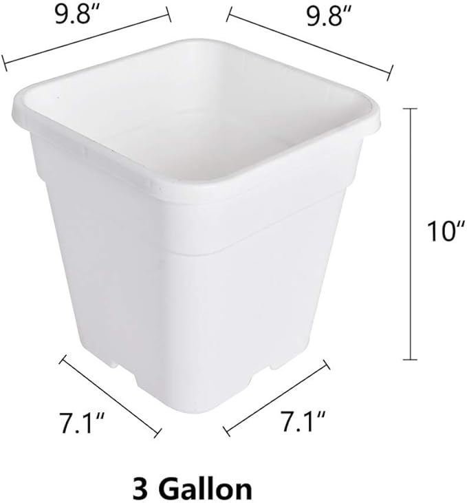 Plant Pots Flower Pot 10-Pack 3 Gallon Planter Nursery Pot Garden Seedling Planters Containers Plastic Injection Molded Pots with Drainage Holes for Outdoor Indoor Plants Vegetables, White