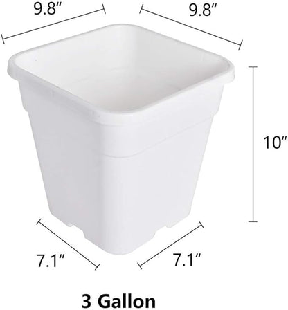 Plant Pots Flower Pot 10-Pack 3 Gallon Planter Nursery Pot Garden Seedling Planters Containers Plastic Injection Molded Pots with Drainage Holes for Outdoor Indoor Plants Vegetables, White