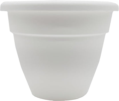 The HC Companies Caribbean Planter Pot - Outdoor & Indoor Plant Pot with Drainage Hole & Plug - Rolled Rim Plastic Pots for Plants & Flowers - Decorative Plant Pot (12" White, Pack of 1)