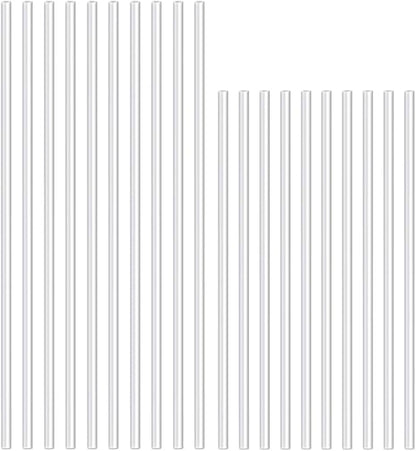 HAHIYO 15 and 18Inches 20Pcs Total (10Pcs Each) Clear Acrylic Plant Stakes Garden Stakes Plastic Rod Plant Support Stakes Floral Sticks for Orchid Tomato Vegetables Potted Indoor Outdoor Gardening