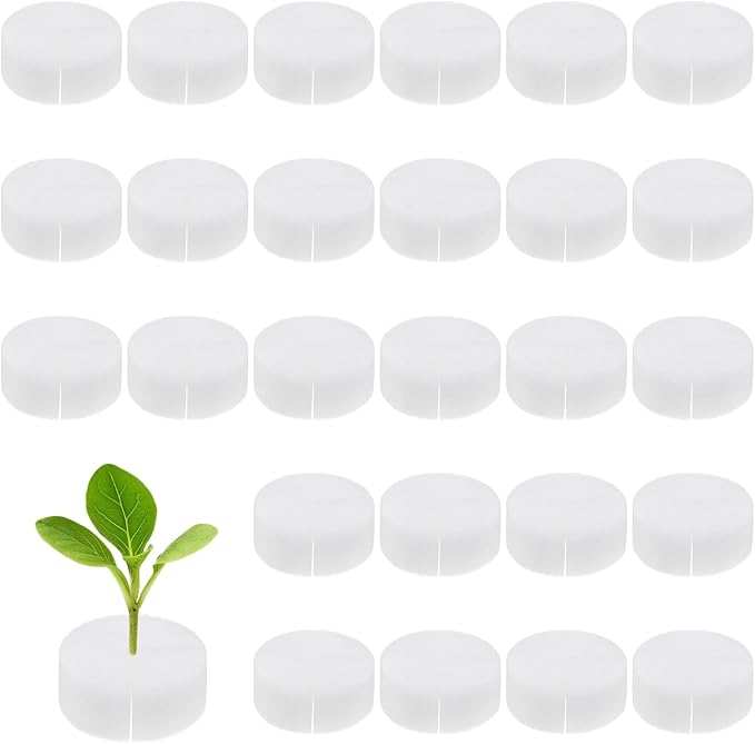 50-Pack Hydroponics Sponges, 2.76 Inch Growing Media Cylindrical Sponges for Planting Gardening Tool/Grow Seedlings/Home Vegetable Flower, Soilless Cultivation Seedling [White]