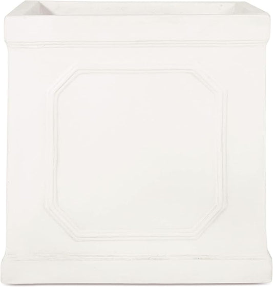 Burgos Outdoor Medium Planter - Cast Stone - Antique White