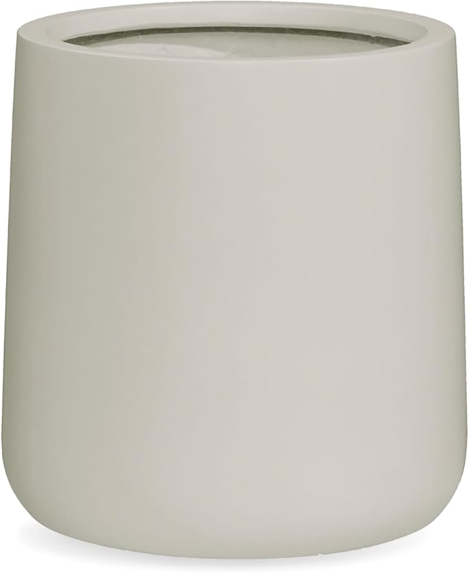 15.3" H x 15" D Conico Fiberstone Round Planter with Drainage Hole, Smooth Finishes, Weather Resistant for Indoor and Outdoor Use, Included 2 Extra Coco Mats (Taupe, 11.7" Pot Opening)