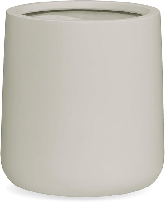 15.3" H x 15" D Conico Fiberstone Round Planter with Drainage Hole, Smooth Finishes, Weather Resistant for Indoor and Outdoor Use, Included 2 Extra Coco Mats (Taupe, 11.7" Pot Opening)