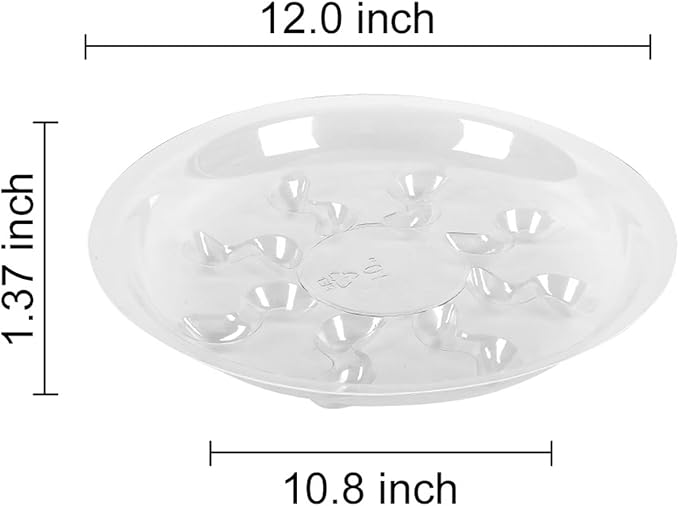 6 Pack 12 Inch Heavy Duty Clear Plastic Plant Saucer Sturdy Pot Tray Plant Drip Trays for pots,Plant Water Catcher Tray,Flower Pot Saucer Water Drainage Tray Floor Protector (12 Inch)