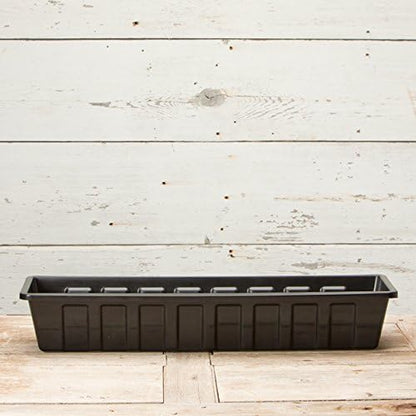 Root & Vessel Poly-Pro Plastic Flower Box Planter, Black, 30-Inch