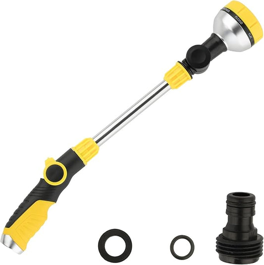 17.5" Multi-Pattern Watering Wand with Thumb Control & 180° Rotating Nozzle | 8 Spray Modes for High-Pressure Cleaning, Pet Bathing, Gardens, Hanging Baskets | Fits Standard Garden Hoses