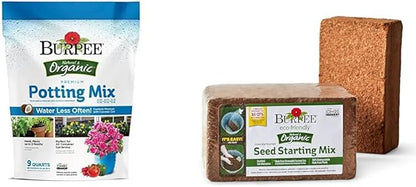 Burpee 9 Quart Premium Organic Potting Soil Mix & 16 Quart Organic Coconut Coir Seed Starting Mix