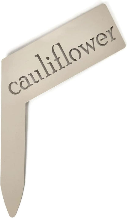 Planter Size Small Metal Garden Plant Vegetable Flower or Herb Markers 13.5 Inches Tall (cauliflower, Cream)