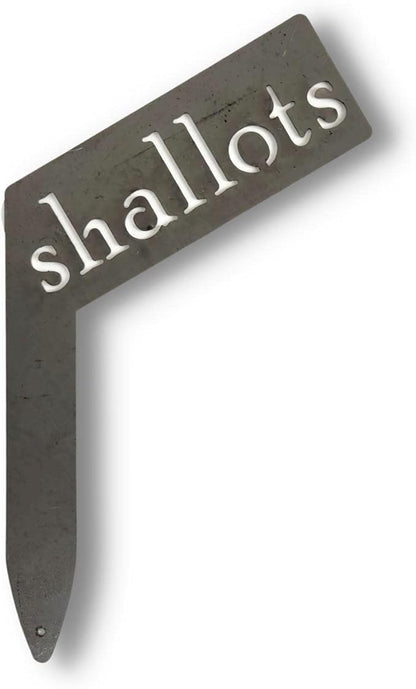 Planter Size Small Metal Garden Plant Vegetable Flower or Herb Markers 13.5 Inches Tall (shallots, Raw, Unfinished Steel)